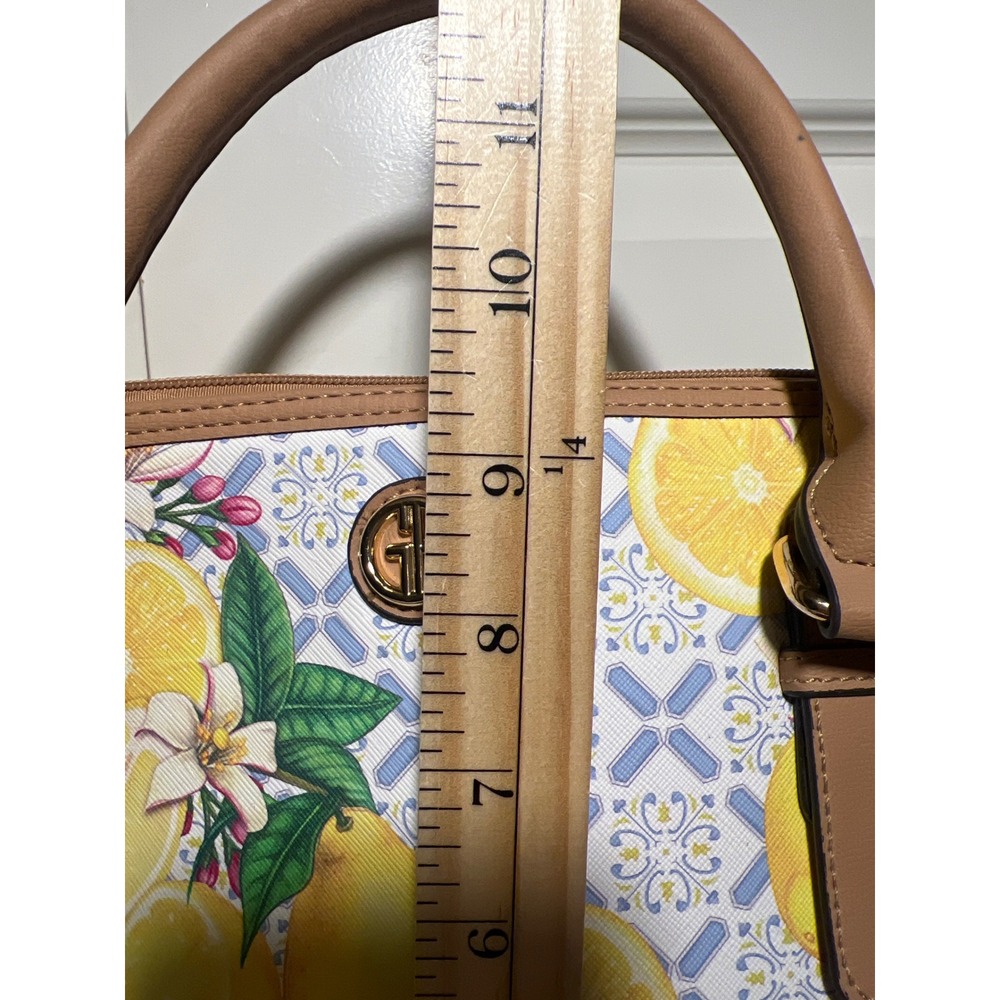 Giani Bernini Lemon Print Saffiano Medium Dome Satchel Bag in Yellow, Blue, Tan - Picture 16 of 16